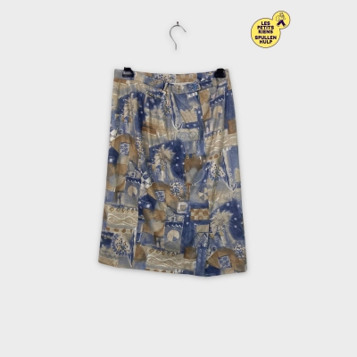 Jupe vintage motifs géométriques bleus beiges XL 💙
