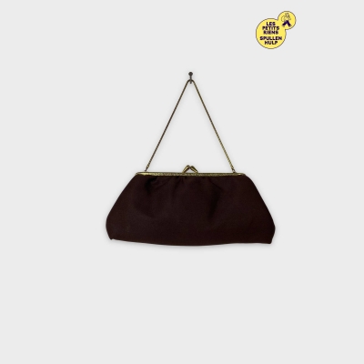 Pochette vintage marron fermoir doré Taille unique