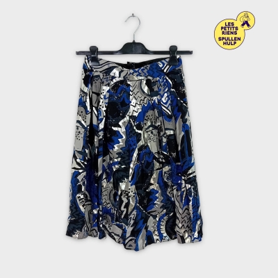 Jupe courte imprimée abstraite bleue et grise M 38 👗