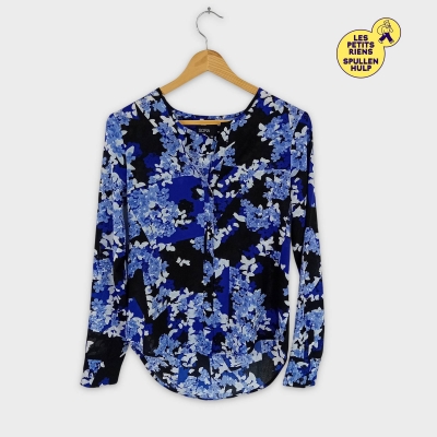 Chemisier sora by Jbc à fleurs bleu et noir XS 34 💙