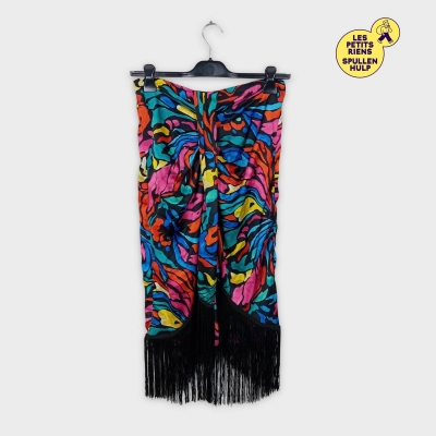 Jupe courte colorée à franges noires M 🌈