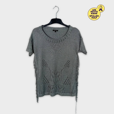T-shirt maille gris Morgan avec franges XS 💛