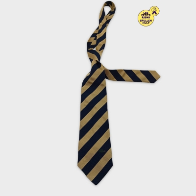 Cravate rayée Lacoste marine et dorée Unique