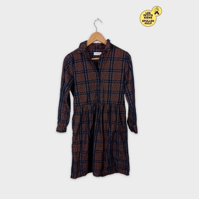 Robe à carreaux marron bleu marine manches longues Harris wilson