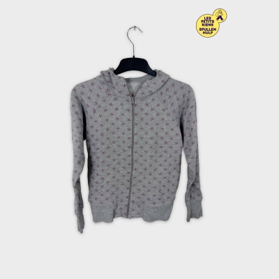 Veste zippée à capuche grise étoiles violettes Taille unique