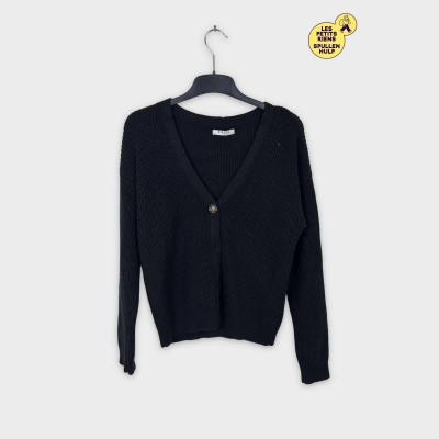Cardigan noir Pieces M en maille confortable