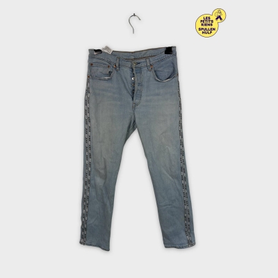 Levi's 501 Crop Jean W31 L30 Bleu Clair avec Bande Logo
