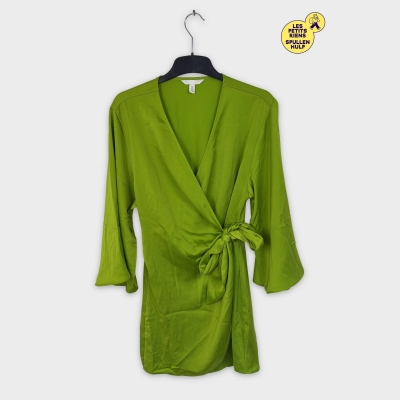 Robe cache-cœur verte manches longues ceinture S H&m