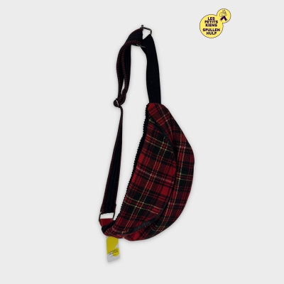 Sac banane à carreaux rouge noir jaune Label jaune