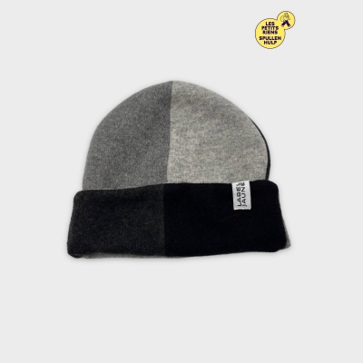 Bonnet bicolore noir et gris Label jaune Taille unique