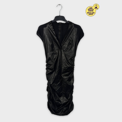 Robe Pinko noire simili cuir froncée XL 💛