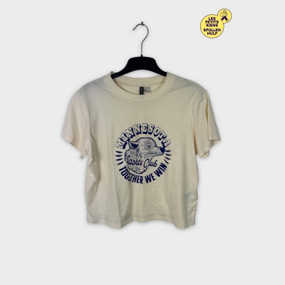 T-shirt blanc cassé H&m M avec logo loup imprimé bleu