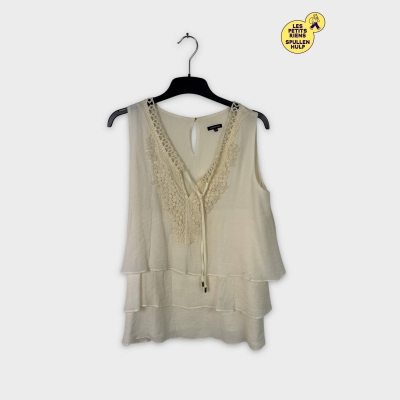 Chemisier sans manches écru dentelle Caroline biss M 38