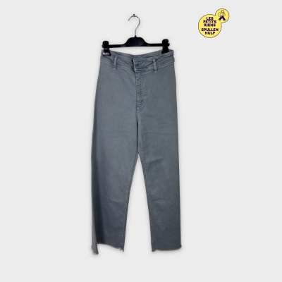 Pantalon Jean Bleu Délavé Coupe Droite Ourlet Franc Autre