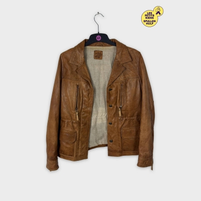 Veste en cuir camel Camaieu M