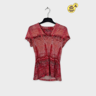 Tunique Sandwich motif peau de serpent rouge et beige S