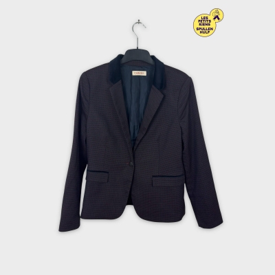 Blazer Camaïeu bordeaux motifs XXL 44 avec coudières bleu marine