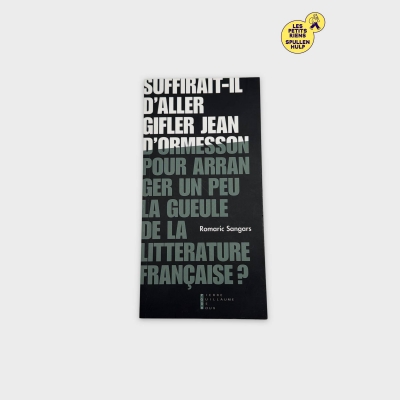 Livre : Suffirait-il d'aller gifler Jean d'Ormesson - Roman de Romaric Sangars