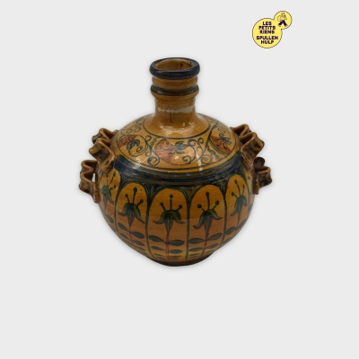 Vase décoratif en céramique artisanale motifs floraux enchères