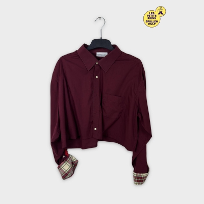 Chemise bordeaux Label jaune XXL avec détails rouges et carreaux