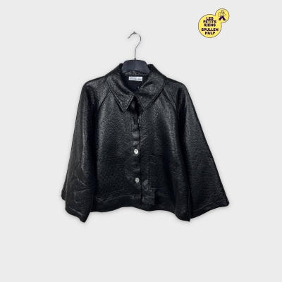 Veste courte noire texturée Label jaune 🟡