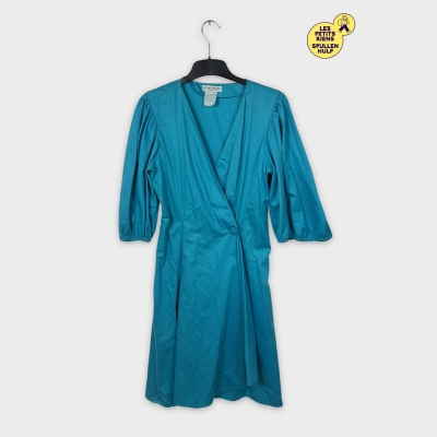 Robe vintage cache-cœur turquoise manches longues Guy laroche 💙