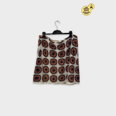 Jupe crochet Sora fleuri orange et bleu xxxl 46