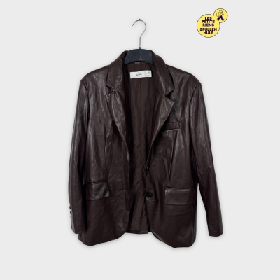Blazer simili cuir marron Bershka XS