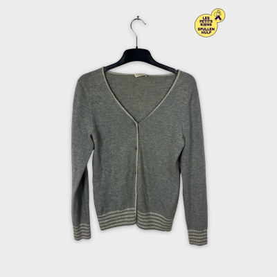 Gilet cachemire gris clair rayé Kashi bruxelles