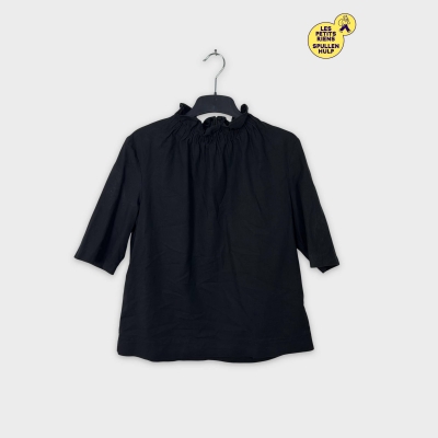 Blouse noire Cos XL manches 3/4 élégante minimaliste