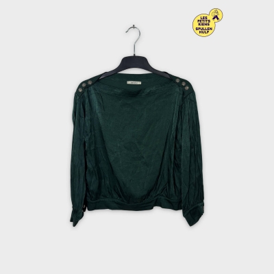 Chemisier vert Twister manches longues boutons décoratifs L