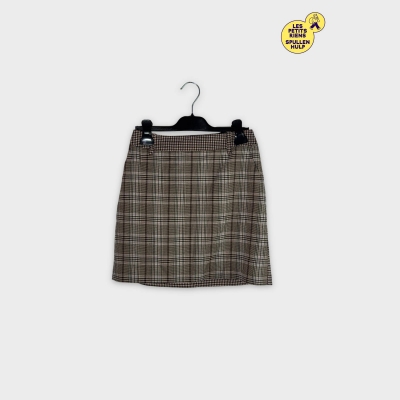 Jupe courte Topshop marron à carreaux XS 34 💛