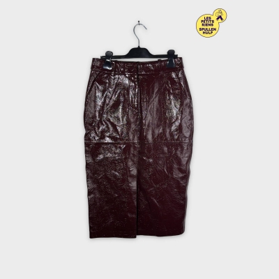 Jupe Mango effet vinyle bordeaux M 38 💛