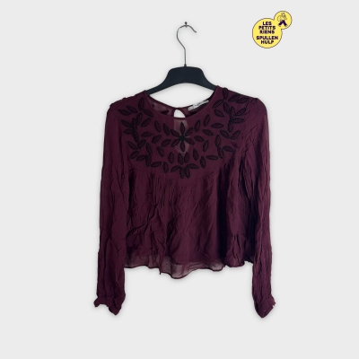 Chemisier bordeaux Mango orné de perles noires XS 💛