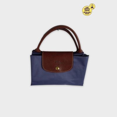 Sac à main Longchamp pliage violet cuir marron M