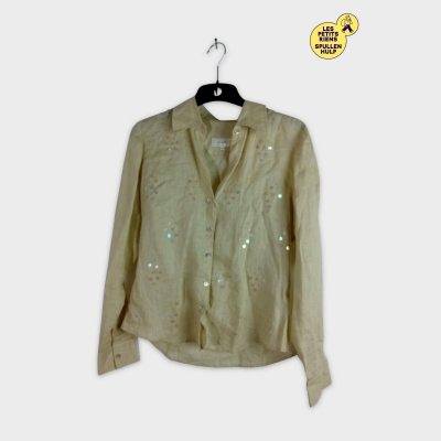 Chemise Gigue beige en lin sequins L 40 💛