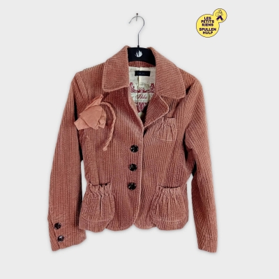 Veste Ikks rose velours côtelé coupe courte M 38 🌸