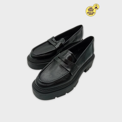 Mocassins Zara cuir noir semelle épaisse 38 femme