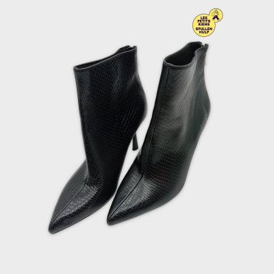 Bottines Stradivarius Noires Effet Serpent Taille 38