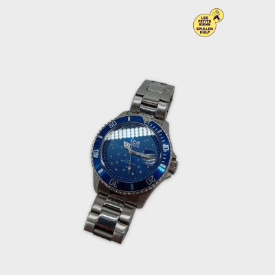 Montre Ice watch bleue et argentée en acier inoxydable