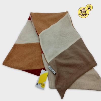 Echarpe longue laine multicolore doublée upcyclée douce et chaude Label jaune modèle unique 🧣
