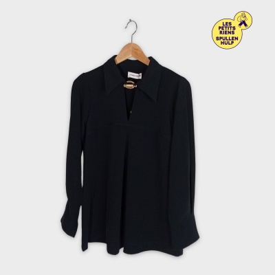 Blouse noire Sandro ferrone XL avec anneau doré au col