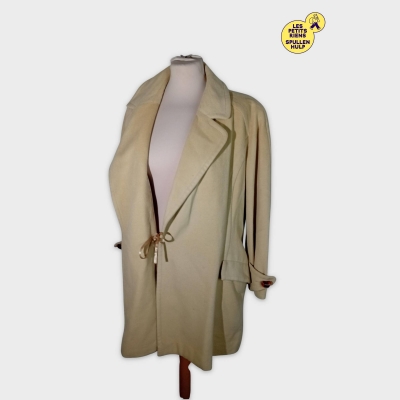 Manteau Beige Lolita Lempicka Laine Vierge Ceinture S (V3334)