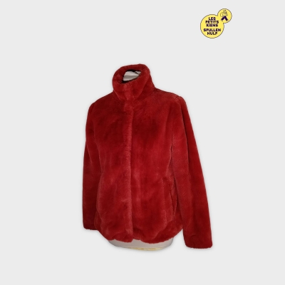 Veste Garcia Rouge En Fausse Fourrure S (T3543)