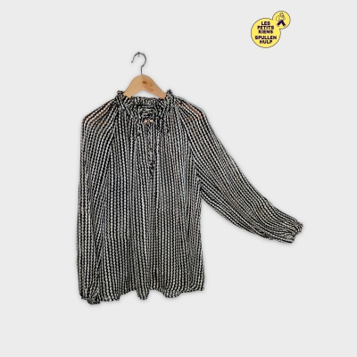 Chemisier Rayé Noir Et Blanc H&m L 40 12 (T3552)