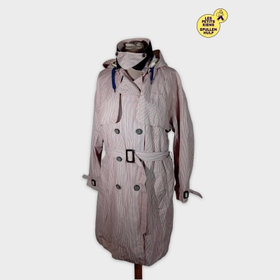 Trench Rayé Aigle Xl 42 Rose Et Bleu Marine