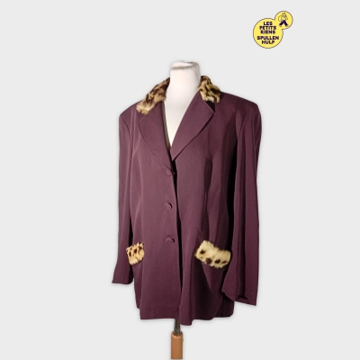 Blazer Driadonna Bruxelles Bordeaux Détails Léopard Taille 46