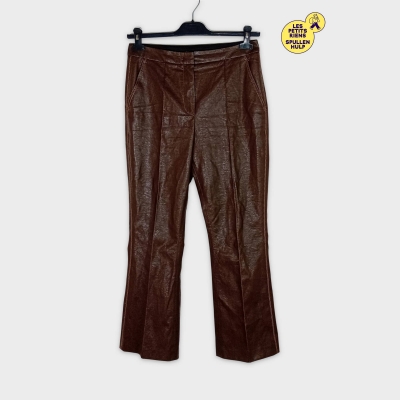 Pantalon Évasé Simili Cuir Marron M Beatrice B.