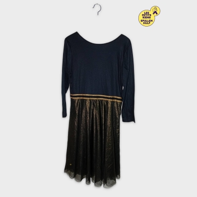 Robe Noire Petit Bateau Avec Jupe À Paillettes Dorées M