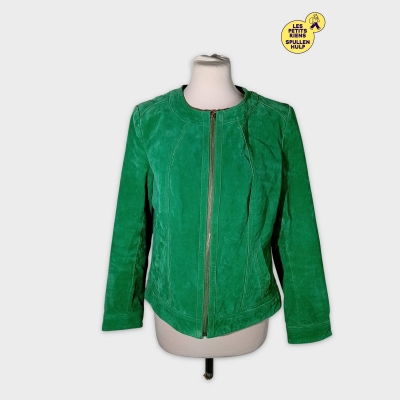 Veste Daim Vert Signora M - Fermeture Éclair Élégante